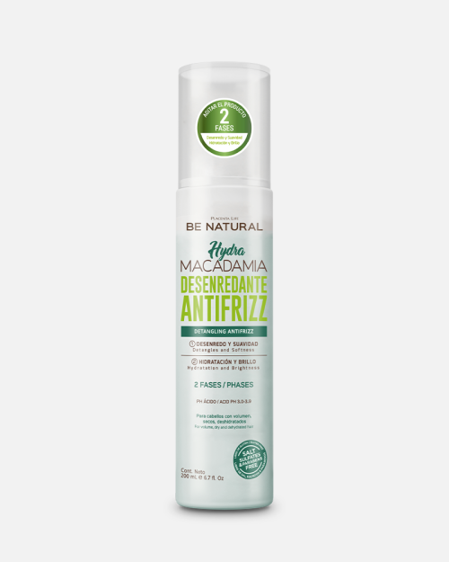 BE NATURAL Hydra Macadamia Desenredante Bifásico Anti frizz